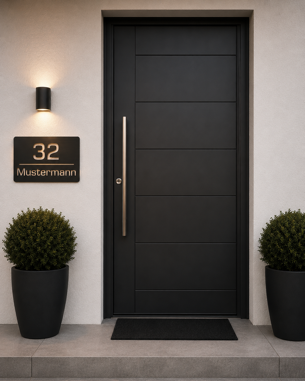 Hausnummernschild Edelstahl – Individuell mit Name