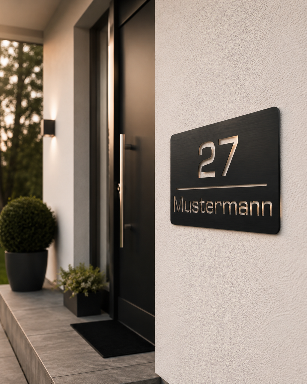 Hausnummernschild Edelstahl – Individuell mit Name