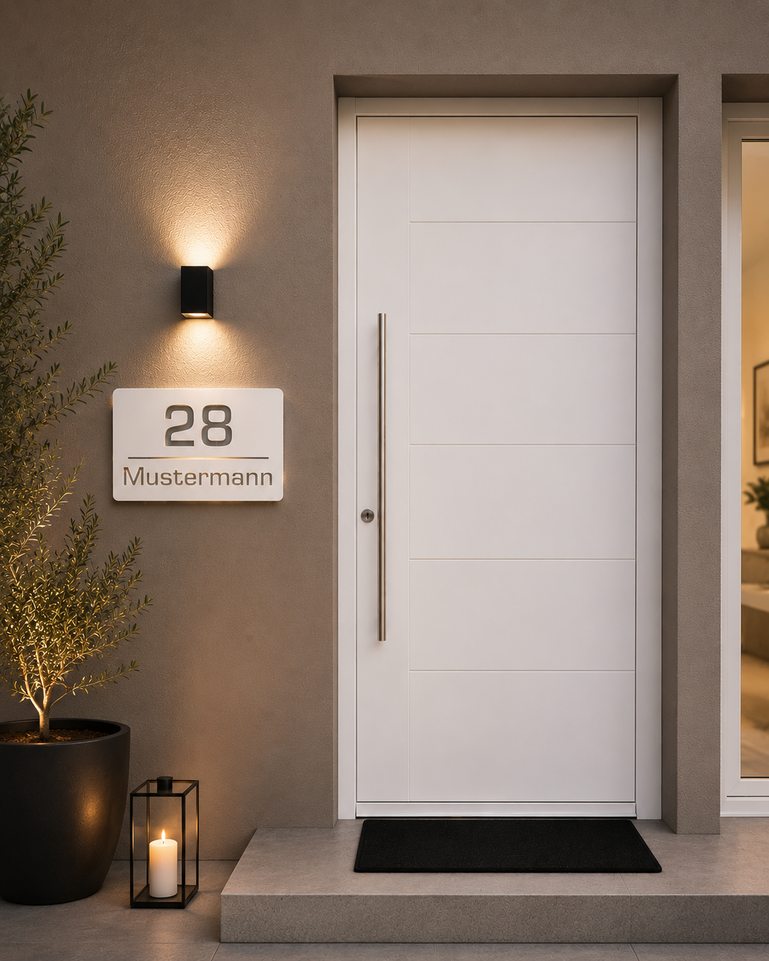Hausnummernschild Edelstahl – Individuell mit Name