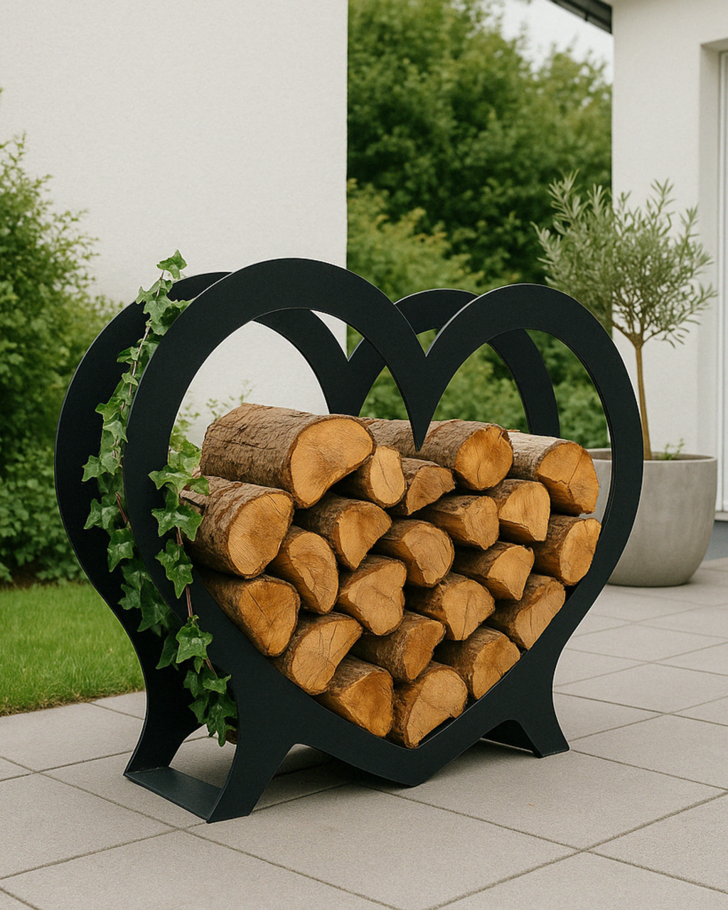 Herz-Holzlege aus Edelstahl