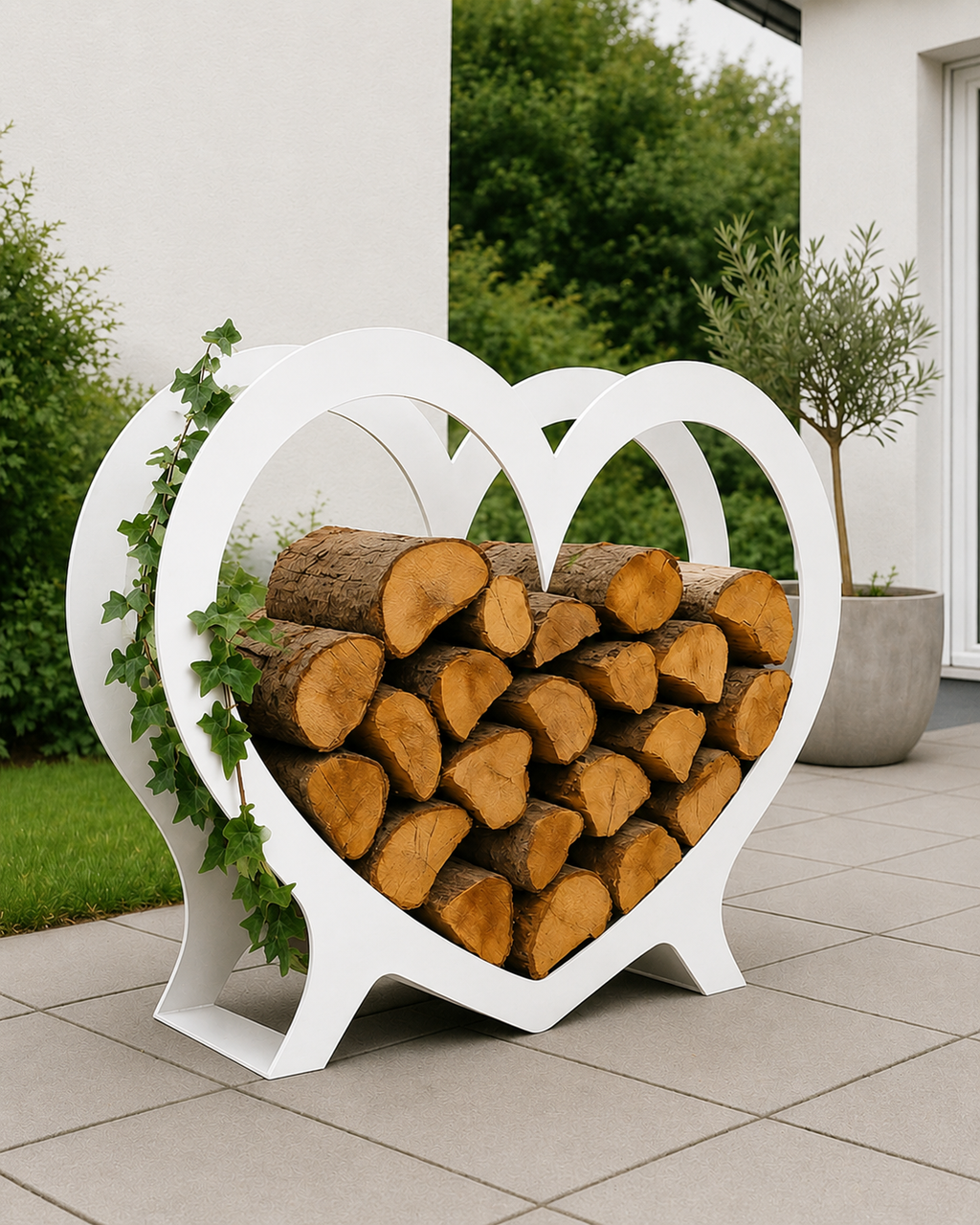 Herz-Holzlege aus Edelstahl